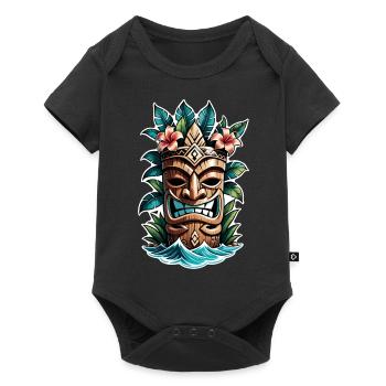 tiki beach - statue polynèsie - Body à manches courtes Premium Bébé - noir - Devant