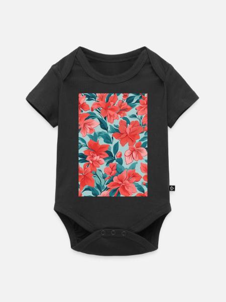 Wunderschöne rote Blumen - Baby Premium Kurzarmbody - Schwarz