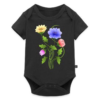 Flowers - Baby Premium short-sleeve bodysuit - black - Front
