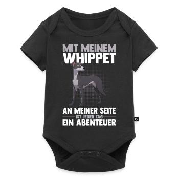 Hund Whippet - Baby Premium Kurzarmbody - Schwarz - Vorne