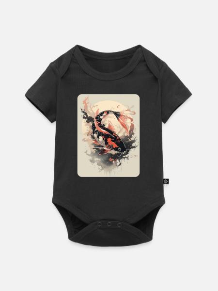 majestic koi carp - Baby Premium short-sleeve bodysuit - black