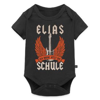 Elias, écolier, je suis en train de bercer le premier jour d’école maintenant - Body à manches courtes Premium Bébé - noir - Devant