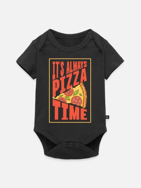 It's always Pizza time - Baby Premium Kurzarmbody - Schwarz