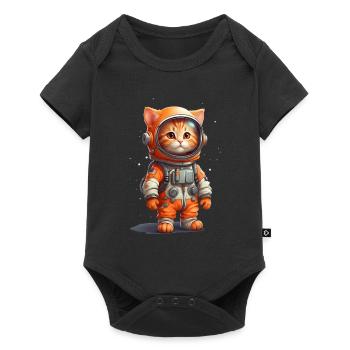 Cute astronaut orange baby cat design - Baby Premium short-sleeve bodysuit - black - Front
