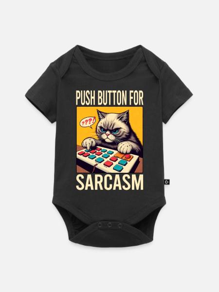 Push Button For Sarcasm Meme Funny Animals Cat - Baby Premium short-sleeve bodysuit - black