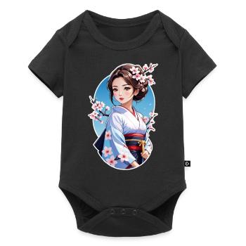 Japanese woman in kimono - Japan - manga - Baby Premium short-sleeve bodysuit - black - Front