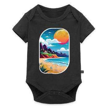 plage vacances soleil mer - Body à manches courtes Premium Bébé - noir - Devant