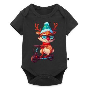 Reindeer Scooter - Baby Premium short-sleeve bodysuit - black - Front