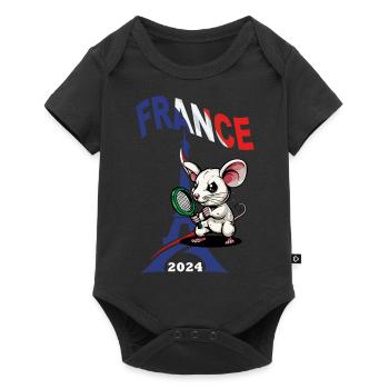 JEUX FRANCE A PARIS EN 2024 - HUMOUR RAT TENNIS - Body à manches courtes Premium Bébé - noir - Devant