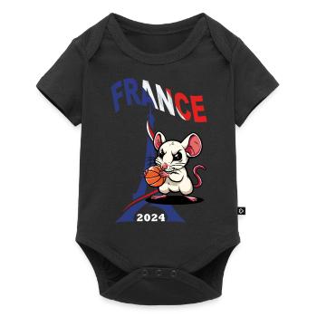 JEUX FRANCE PARIS EN 2024 - HUMOUR RAT BASKETBALL - Body à manches courtes Premium Bébé - noir - Devant