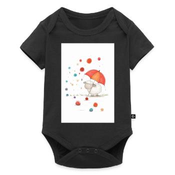 Schaf mit Regenschirm gemalt - Baby Premium Kurzarmbody - Schwarz - Vorne