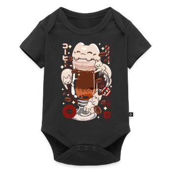 Japan catpuccino coffee cat - Coffee - Baby Premium short-sleeve bodysuit - black - Front