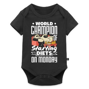World Champion of Starting Diets on Monday Funny - Baby Premium Kurzarmbody - Schwarz - Vorne