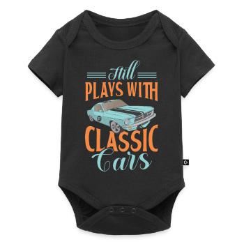 Joue toujours avec des voitures classiques Hot Rod vintage - Body à manches courtes Premium Bébé - noir - Devant