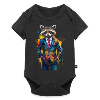 Costume de raton laveur Imprimé de conception animale colorée - Body à manches courtes Premium Bébé - noir - Devant