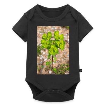 blooming colorful Wolfsmilch (Euphorbia) flower - Baby Premium short-sleeve bodysuit - black - Front