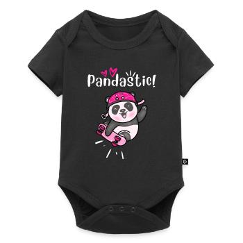 Pandastic Panda Skateboarding. Black. - Baby Premium short-sleeve bodysuit - black - Front