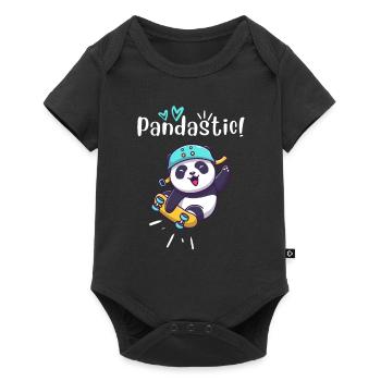 Pandastic Panda On Skateboard. Black. - Baby Premium short-sleeve bodysuit - black - Front