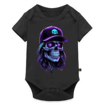 Purple Glow Skull Hippie Cap - Baby Premium short-sleeve bodysuit - black - Front