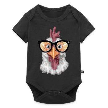 Lustige Hühner Henne Sonnenbrille - Baby Premium Kurzarmbody - Schwarz - Vorne