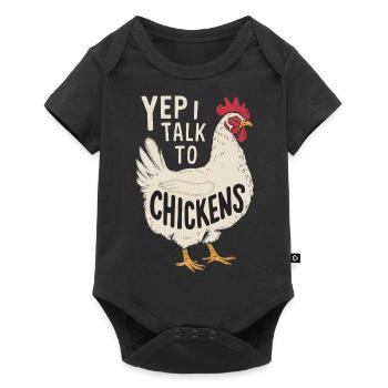 Drôle Oui, je parle aux poulets - Body à manches courtes Premium Bébé - noir - Devant