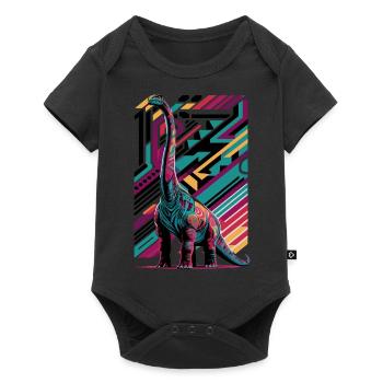Langhals Brachiosaurus Dinosaurier - Baby Premium Kurzarmbody - Schwarz - Vorne