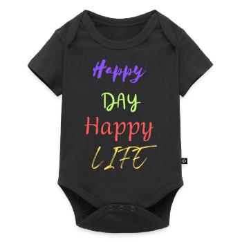 Happy Day Happy Life - Colored Motif Design - Baby Premium short-sleeve bodysuit - black - Front