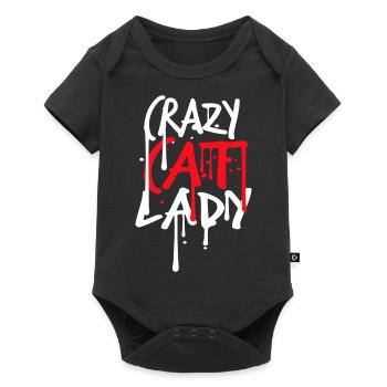 Chat fou Dame Texte Folle Femme Chats Amour - Body à manches courtes Premium Bébé - noir - Devant