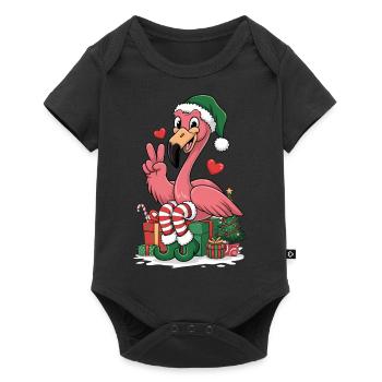 Flamingo Elfe Weihnachten - Baby Premium Kurzarmbody - Schwarz - Vorne