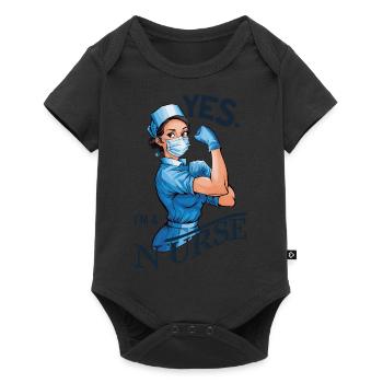 Lustige Krankenschwester mit Humor - Baby Premium Kurzarmbody - Schwarz - Vorne