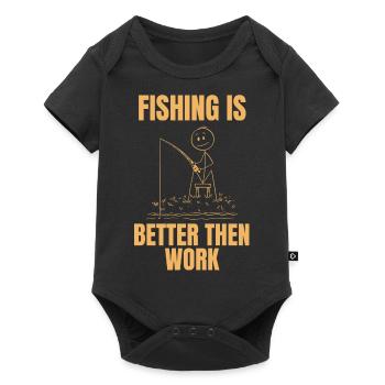 La pêche est plus efficace que le travail - Stickman Angler - Body à manches courtes Premium Bébé - noir - Devant