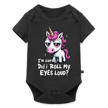 Did I Roll My Eyes Loud Einhorn Unicorn - Baby Premium Kurzarmbody - Schwarz - Vorne