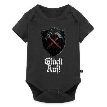 Bonne chance sur le logo minage mineur maillet et fer - Body à manches courtes Premium Bébé - noir - Devant