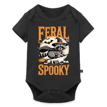 Niedlicher Waschbär als Hexe Feral and Spooky - Baby Premium Kurzarmbody - Schwarz - Vorne