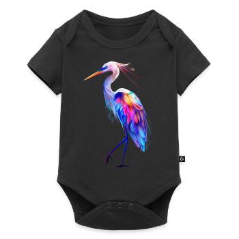 Reiher Vogel - Baby Premium Kurzarmbody - Schwarz - Vorne