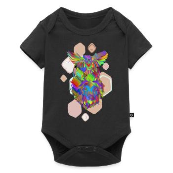 Psychedelic Wolf and Owl – Vibrant Tribal Art - Baby Premium short-sleeve bodysuit - black - Front