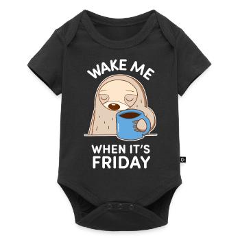 Paresseux endormi et tasse de café - Body à manches courtes Premium Bébé - noir - Devant