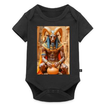 Khnum, ram-headed god, shaping a human from clay. - Baby Premium short-sleeve bodysuit - black - Front