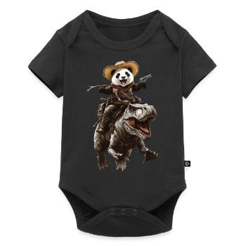 Panda - Baby Premium Kurzarmbody - Schwarz - Vorne