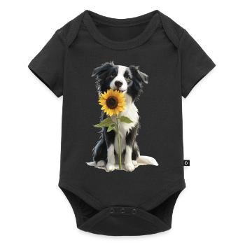 Border Collie - Baby Premium Kurzarmbody - Schwarz - Vorne