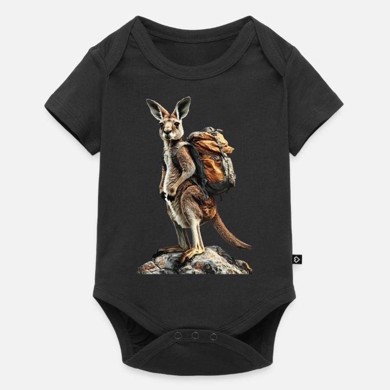 Känguru - Baby Premium Kurzarmbody - Schwarz