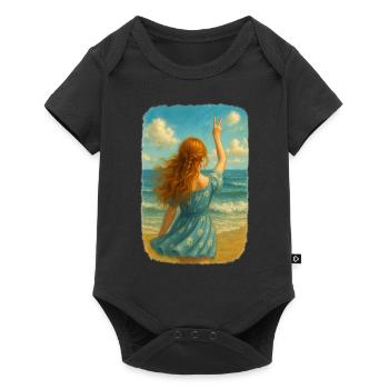 Fille rousse au bord de la mer - Body à manches courtes Premium Bébé - noir - Devant