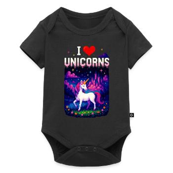 I Love Unicorns – Magic Unicorn Pixel Shirt - Baby Premium short-sleeve bodysuit - black - Front