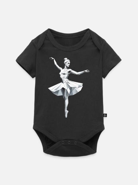 Low Poly Ballerina - Ballett Design - Baby Premium Kurzarmbody - Schwarz