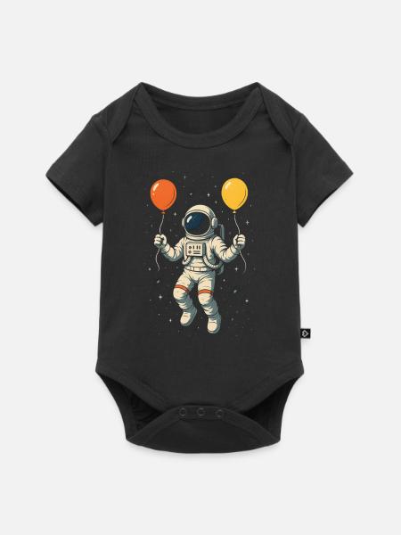 Astronaut mit bunten Luftballons - Baby Premium Kurzarmbody - Schwarz
