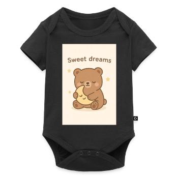 Illustration d’ours endormi kawaii - « Sweet Dreams » - Body à manches courtes Premium Bébé - noir - Devant