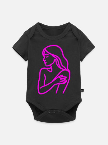 Line Art Frau Profil – Minimalistische - Baby Premium Kurzarmbody - Schwarz