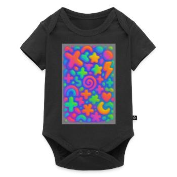 Neon Overload – Überlappende 3D Pop-Art Explosion - Baby Premium Kurzarmbody - Schwarz - Vorne