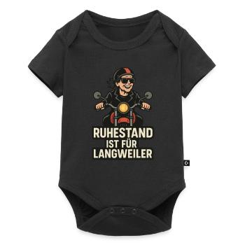Motorrad Oma Shirt – Ruhestand ist für Weicheier - Baby Premium Kurzarmbody - Schwarz - Vorne