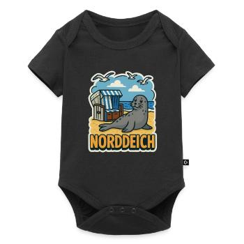Norddeich - Baby Premium Kurzarmbody - Schwarz - Vorne